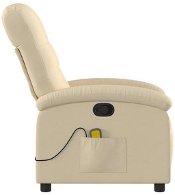 vidaXL Πολυθρόνα Μασάζ Ανακλινόμενη Κρεμ Υφασμάτινη
