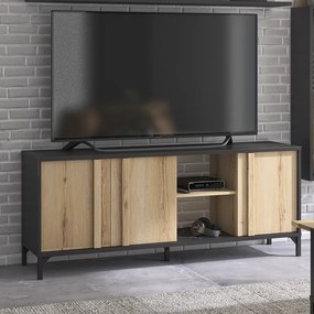 Insi Esteban έπιπλο τηλεόρασης με 3 πόρτες 160x40x66εκ. Helvezia Oak / Μαύρο  015.GM38