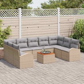 vidaXL Σετ Καναπέ Κήπου 10 pcs Μπεζ, ανοιχτό γκρι