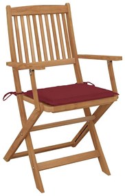 vidaXL Καρέκλες Εξ. Χώρου Πτυσσόμενες 8 τεμ. Ξύλο Ακακίας &amp; Μαξιλάρια