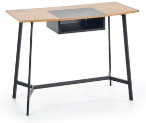 Τραπέζι γραφείου Houston 615, 76x100x50cm, 13 kg, Χρυσή βελανιδία, Μαύρο | Epipla1.gr