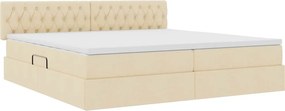 vidaXL LED Κρεβάτι αποθήκευσης με στρώμα Κρέμ 200 x 200 cm Ύφασμα