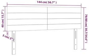 Κεφαλάρι Κρεβατιού LED Ανοιχτό Γκρι 144x5x78/88 εκ. Υφασμάτινο - Γκρι