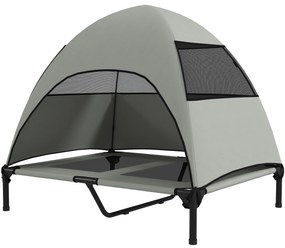 PawHut Κρεβάτι Σκύλου Εξωτερικού Χώρου με Στέγαστρο, Ανυψωμένο Κρεβάτι Σκύλου για Μεγάλους Σκύλους, 91 x 76 x 90 cm, Ανοιχτό Γκρι