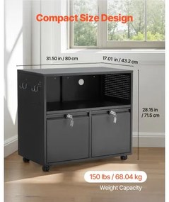 VEVOR 2 Drawers Lateral Metal File Cabinet with Lock and Hanging Rod Black