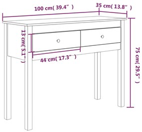 Τραπέζι Κονσόλα Γκρί 100x35x75 εκ. από Μασίφ Ξύλο Πεύκου - Γκρι