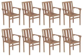 Καρέκλες Κήπου Στοιβαζόμενες 8 τεμ. από Μασίφ Ξύλο Teak - Καφέ