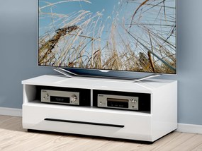 Τραπέζι Tv Boston J105, Άσπρο, Γυαλιστερό λευκό, Αριθμός συρταριών: 1, 100x37x50cm, 29 kg | Epipla1.gr