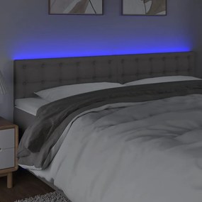 vidaXL Κεφαλάρι Κρεβατιού LED Γκρι 160x5x78/88 εκ. από Συνθετικό Δέρμα