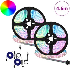 vidaXL Λωρίδα LED 2 pcs Μαύρο και Διαφανές 2300 χιλ