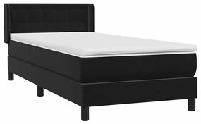 Box Spring Κρεβάτι με στρώμα Μαύρο 100x210 cm Βελούδινο - Μαύρο