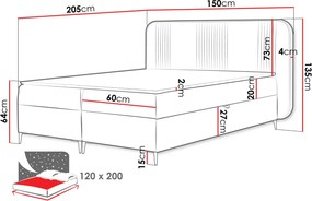 Επενδυμένο κρεβάτι Fandy-Mpez Anoixto-120 x 200