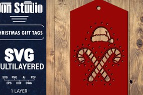 Σετ των 2 Intra απο ξύλο plywood 3mm-4mm πάχος Χριστουγεννιάτικη ετικέτα δώρου 3D Δίασταση 15x15 cm INTRAFABR-85583998