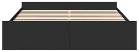 vidaXL Πλαίσιο Κρεβατιού με Συρτάρια Μαύρο 200x200 εκ Επεξεργ. Ξύλο