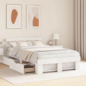 vidaXL Σκελετός Κρεβατιού Λευκό 140 x 190 cm Συμπαγές ξύλο πεύκου
