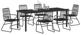 vidaXL Σετ Φαγητού 7 Τεμαχίων Κήπου Μαύρο PVC Rattan