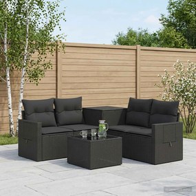 vidaXL Σετ Καναπέ 6 τμχ. Μαύρο 55 x 55 x 37 εκ Πολυ-ρακί και Χάλυβας