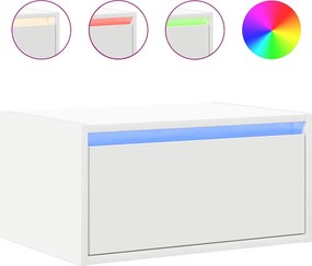 vidaXL Κομοδίνο Επιτοίχιο με Φώτα LED Λευκό