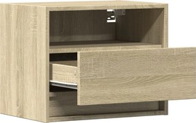 vidaXL Κομοδίνα Επιτοίχια με Φώτα LED 2 τεμ. Sonoma Δρυς