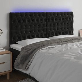 Κεφαλάρι Κρεβατιού LED Μαύρο 200x7x118/128 εκ. Βελούδινο 3122828