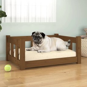 vidaXL Κρεβάτι Σκύλου Μελί 65,5 x 50,5 x 28 εκ. από Μασίφ Ξύλο Πεύκου