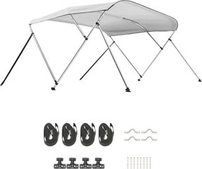 VEVOR 3 Bow Boat Bimini Tops 6 ft Long 600D Polyester Awning Canopy Light Grey