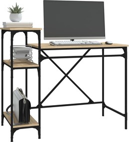 vidaXL Γραφείο με Ράφια Sonoma Δρυς 105x50x90 εκ. Επεξ. Ξύλο/Σίδηρος