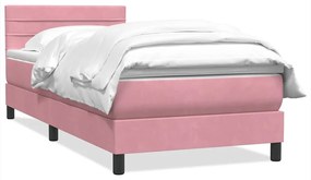 vidaXL Κρεβάτι Boxspring με Στρώμα Ροζ 80x220 εκ. Βελούδινο