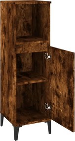 vidaXL Ντουλάπι Μπάνιου Καπνιστή Δρυς 30x30x100 εκ. Επεξεργασμένο Ξύλο