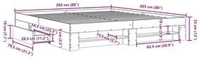 Πλαίσιο Κρεβατιού Καπνιστή Δρυς 200x200 εκ. Επεξεργασμένο Ξύλο - Καφέ