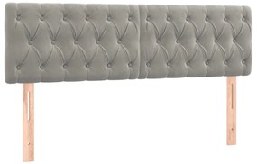 vidaXL Κρεβάτι Boxspring με Στρώμα Ανοιχτό Γκρι 140x200 εκ. Βελούδινο