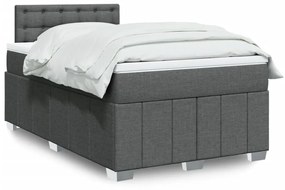 vidaXL Κρεβάτι Boxspring με Στρώμα Σκούρο Γκρι 120x190 εκ Υφασμάτινο