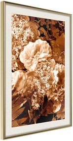 Αφίσα - Bouquet in Sepia - 20x30 - Χρυσό - Με πασπαρτού