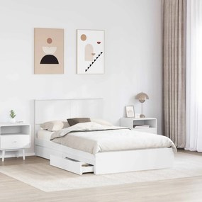 vidaXL Κρεβάτι Αποθήκης Λευκό 120 x 190 cm Επεξεργασμένο ξύλο