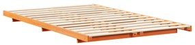 vidaXL Κρεβάτι δαπέδου Καφέ κεριού 140 x 190 cm Μασίφ ξύλο πεύκου