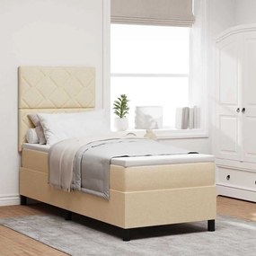 vidaXL Κρεβάτι με ελατήρια με στρώμα Κρεμ 80 x 200 cm ύφασμα