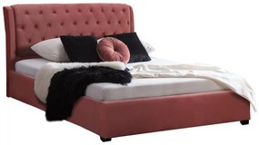 BED ODALYS 150X200 VELVET FABRIC DUSTY PINK  164x223x100 cm.