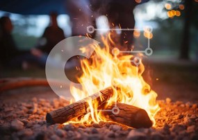 Intra Συλλεκτικό Ξύλινο Παζλ Plywood  4mm - Φωτιά με ανθρώπους σε εξωτερικούς χώρους Σε Ξύλινο Κουτί - Διαστάσεις: 10x10 cm – 25 κομμάτια