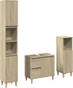 vidaXL Σετ Επίπλων Μπάνιου 3 Τεμαχίων Sonoma Δρυς Επεξεργασμένο Ξύλο