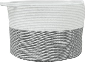vidaXL Καλάθι Απλύτων Γκρι και Λευκό Ø55x36 εκ. Βαμβακερό