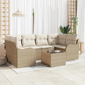 vidaXL Σετ Καναπέ Κήπου με μαξιλάρι 7 pcs Μπεζ, Κρέμα 55 x 55 x 37 εκ