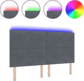 vidaXL LED κεφαλάρι με φώτα λωρίδας LED Γκρι 180 cm Πολυεστέρας