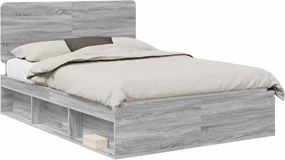 vidaXL Σκελετός Κρεβατιού Γκρι Sonoma 140 x 190 cm