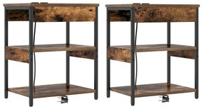 vidaXL Κουτιά Κρεβατοκάμαρας 2 pcs Καπνιστή δρυς 41 x 31 x 51 εκ.