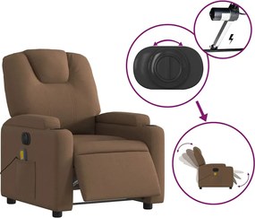 vidaXL Πολυθρόνα Μασάζ Ηλεκτρική Ανακλινόμενη Καφέ Υφασμάτινη