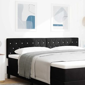vidaXL Κεφαλάρι LED  με κρυστάλλινες κουμπωτές ραφές, μαύρο, 90 εκ, βελούδινο