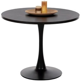 ΤΡΑΠΕΖΙ ΤΡΑΠΕΖΑΡΙΑΣ ROLLO HM9421.02 ΣΤΡΟΓΓΥΛΟ BLACK MARBLE Φ90x74 εκ.