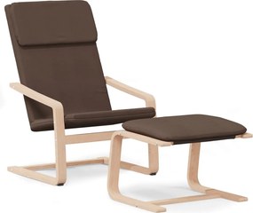 vidaXL Πολυθρόνα Relax Σκούρο Καφέ Υφασμάτινη με Υποπόδιο