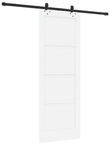 vidaXL Συρόμενη Πόρτα με Σετ Σιδηρικών Λευκή 78x211 εκ. Συμπαγές Ξύλο Πεύκου