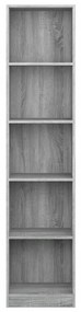 vidaXL Βιβλιοθήκη με 5 Ράφια Γκρι Sonoma 40x24x175 εκ. Επεξεργ. Ξύλο